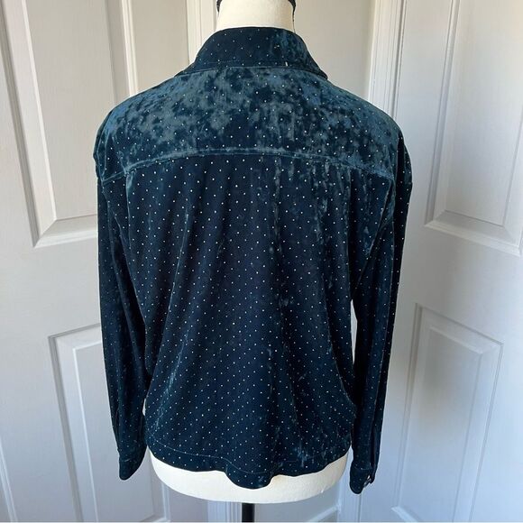 Something Navy Stud Velvet Shirt Jacket Size Medium - Picture 4 of 6